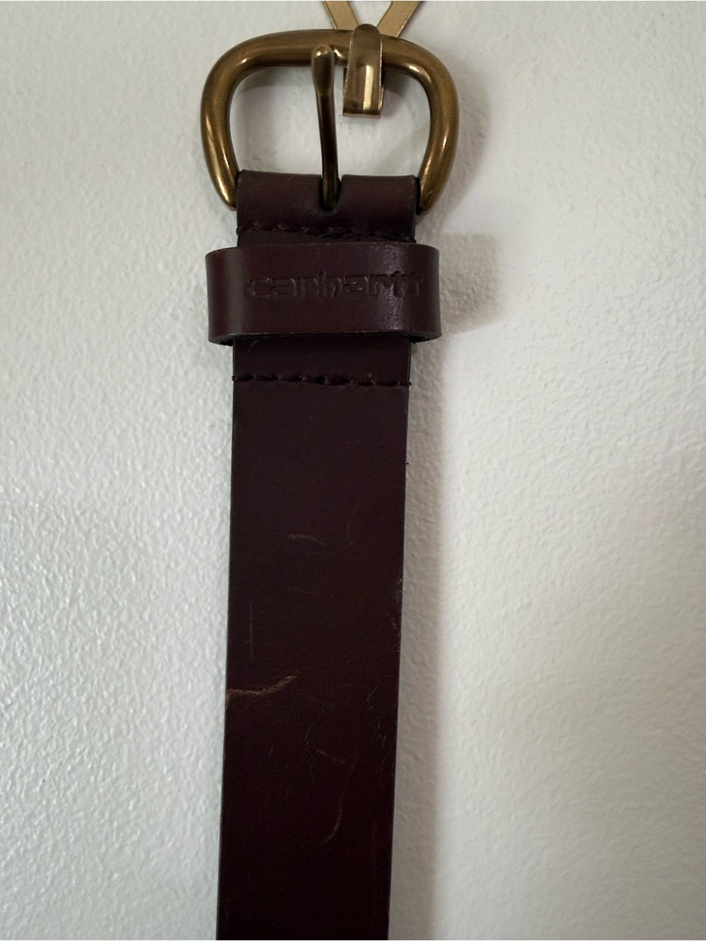 Women’s Dark Brown Leather Belt with Gold-Tone Buckle - Picture 3 of 5